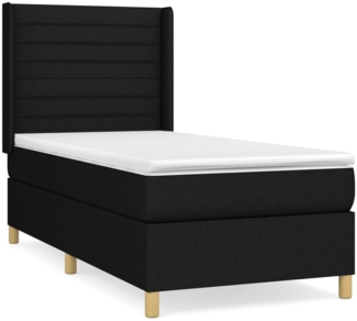 vidaXL Boxspringbett mit Matratze Schwarz 90x190 cm Stoff 3132035