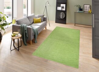 THEKO Wollteppich Gabbeh Uni, Handweb Teppich, meliert, reine Wolle, handgewebt, rechteckig, Höhe: 14 mm, Schlafzimmer, Wohnzimmer, Esszimmer, auch als Läufer oder rund