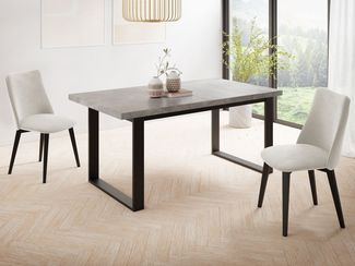 WFL GROUP Esstisch Valentino ausziehbar rechteckig loft mit schwarzen Metallbeinen (MADE IN EU, erhältlich in 3 Größen – 140/160/160 cm ausziehbar auf 180/200/240 cm), platzsparender Tisch in Holzoptik für Küche, Esszimmer oder Wohnzimmer