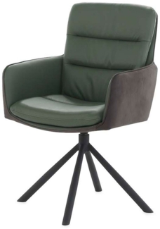 Armlehnenstuhl Arco / Audrey , Leder, Stoff , Anthrazit, Grün , 58 x 89 x 65 cm