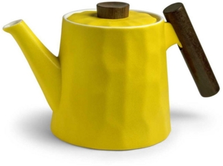 TeaLogic Teekanne Amalfi gelb Porzellanteekanne mit Griff aus Holz 1,2 L, (1-St)