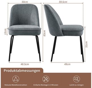 JYMTOM Esszimmerstuhl Samt-Stühle, atmungsaktiv, gepolstert mit Federkissen & Metallbeinen (4 St), 4 Stück– mit gebogener Rückenlehne für Küche, Esszimmer & Büro