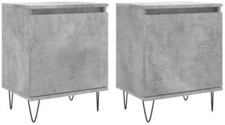 2er-Set Nachttische, Nachtschränke Betongrau 40x30x50 cm Holzwerkstoff