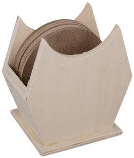 Holz Box FSC Mix Credit, 10cm ø, mit 6 runden MDF-Untersetzern