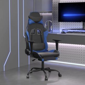 vidaXL Gaming-Stuhl mit Massage & Fußstütze Schwarz & Blau Kunstleder 345411