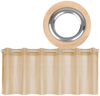 Ösen-Bistrogardine in B160cm x L60cm, transparente uni Scheibengardine Voile in vielen verschiedenen Farben erhältlich (beige - nude)