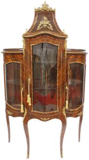 Casa Padrino Barock Glas Vitrine Vitrinenschrank - Barock Möbel - Vitrinenschrank 125 x 50 x H 198 cm - Wohnzimmerschrank Schrank Mahagoni / Gold