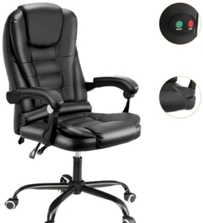 WILGOON Bürostuhl Ergonomischer Bürostuhl Massage Chefsessel Drehstuhl Gaming PU-Leder (2 Punkt Vibrations Massage), Drehsessel mit verstellbare Lendenkissen, Kopfkissen und Armlehnen
