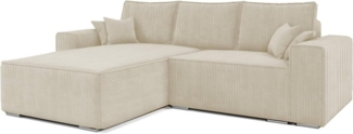 MOEBLO Ecksofa ERNO II, L-förmiges Schlafsofa aus Samtstoff mit Bettkasten und Kissen, Komfortable Couch für Wohnzimmer, Sofagarnitur Eckcouch mit Schlaffunktion, mit Schlaffunktion und Bettkasten