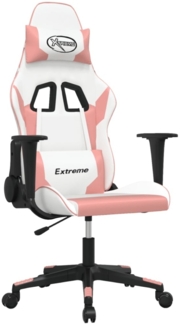 vidaXL Gaming-Stuhl mit Massagefunktion Weiß und Rosa Kunstleder 345454