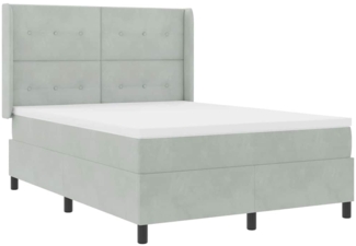 vidaXL Boxspringbett mit Kopfteil Hellgrau 140 x 190 cm Samt 3342002