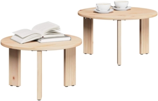 Couchtisch, Sofatisch 2 pcs Natur Massivholz Kiefer