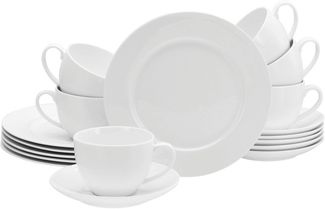 CreaTable Kaffeeservice Fleur Royal (18-tlg), 6 Personen, Porzellan, extrem dünn, leicht, lichtdurchlässig