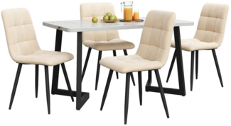 Tongtong Essgruppe Rechteckiger Esstisch Moderner Küchentisch Set mit 4 Stühlen, (5er-Set, 117cm Esstisch mit 4 Stühlen Set), beige Stuhl