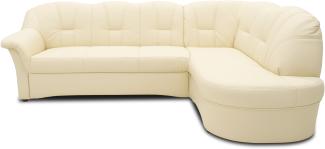 DOMO Collection Papenburg, Ecksofa mit Schlaffunktion, Kunstleder beige, 243 x 180 cm