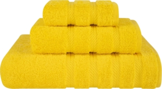 Premium 3-teiliges Handtuchset: 1 Badetuch, 1 Handtuch, 1 Handtuch, 450 GSM Baumwoll-Badetuch im türkischen Stil, gelbes Handtuchset.