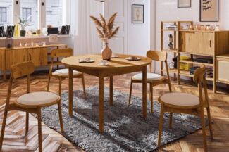 Esstisch Tisch ausziehbar SAGA Eiche massiv 100/140x100 cm