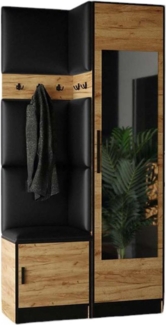 Compleo Garderoben-Set MALTI (Schuhschrank, Schrank, 5 x Kleiderhakenbrett, Polster-Paneel), Modernes Möbelset