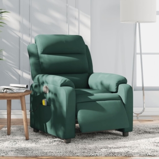 vidaXL Massagesessel Elektrisch Dunkelgrün Samt 3205083