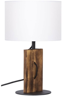 Tischleuchte, Pinienholz, Landhaus, Textil weiß, H 40,2 cm