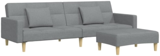 vidaXL Schlafsofa 2-Sitzer mit Fußhocker Hellgrau Stoff 3258106