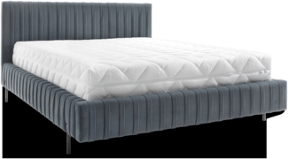 Eltap Bett Plissa (Velvetmat 100) 160x200 Metallrahmen, Gaslift, Box, Blau, 212 x 102 x 160 cm