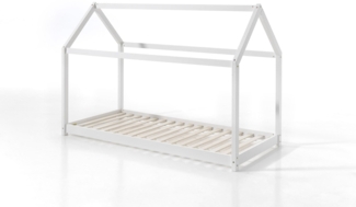 Hausbett Kandace 206x98x142 Kinderbett Massivholz Weiß
