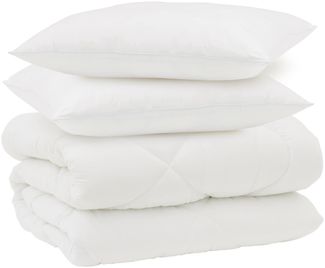 vidaXL Winterbettdecke mit Kissen 3 pcs Weiß Mikrofaser 3377802