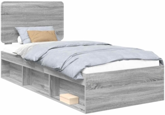 vidaXL Bettrahmen Graues Sonoma 75 x 190 cm Massives Kiefernholz 3412556