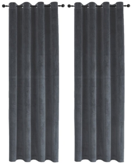 Haus und Deko Gardine Vorhang 2er Set Ösen Verdunkelung 140x245 cm Samt weich blickdicht, Ösen (2 St), Polyester