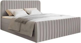 Selsey 'Saliano' Boxspringbett mit Bettkasten, Topper und Chenille-Bezug, Greige, 200x200 cm