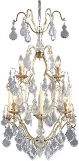 Casa Padrino Luxus Barock Kristall Kronleuchter mit 4 Kerzenhalter Silber Ø 55 x H. 95 cm - Eleganter Lüster im Barockstil - Luxus Qualität - Made in Italy