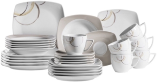 Mäser 931207 Kombiservice Nela für 6 Personen, Porzellan, weiß (1 Set, 30-teilig)