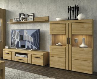 Wohnwand >Cortina< (3-teilig) in Grandson Eiche Dekor - 259x155x41 (BxHxT)