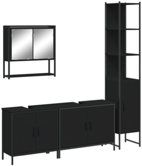 vidaXL 4-tlg. Badmöbel-Set Schwarz Holzwerkstoff 3214690
