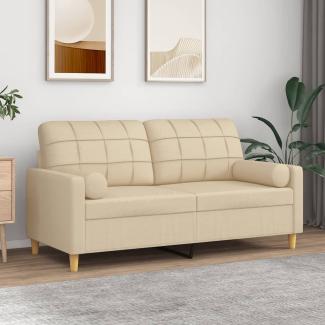 vidaXL 2-Sitzer-Sofa mit Zierkissen Creme 140 cm Stoff 3200784