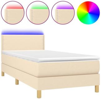 Boxspringbett mit Matratze & LED Stoff Creme 80 x 200 cm, Härtegrad: H2 [3133594]