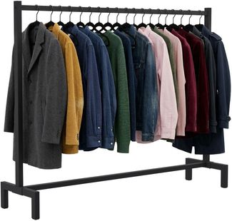 CLP Melva Garderobenständer Metall, Kleiderständer stabil im Industrial Look,schwarz 150x38x120