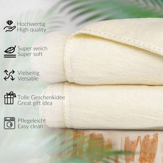 Plaid Betty hochwertige Decke Kuscheldecke Tagesdecke Reisedecke Decke, ANRO, Wendedecke kuschelig-weich 130x160cm Creme-Creme