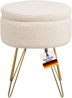 Albatros Hocker mit Stauraum Cannes Sitzhocker mit Stauraum, Modernes Design, Edler Samt-Bezug Sitztruhe Sitzbank mit Stauraum  optimal als Fußhocker Hocker Schminktisch, Beige