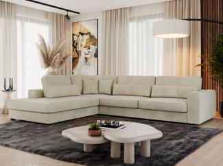 Freistehendes Ecksofa mit lose Kissen, L-form - SAVONA - links - Beige Velours