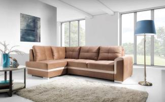 Ecksofa Schlafsofa VERONIK MINI Hellbraun / Beige Ottomane Links