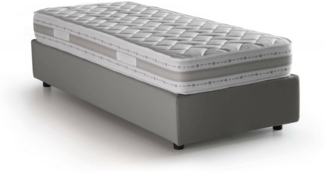 Dmora Einzelbett Avova, Bettkasten mit Stoffbezug, 100 % Made in Italy, Öffnung vorne, inklusive Matratze 80 x 200 cm, Grau