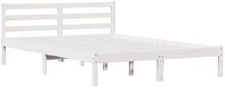 vidaXL Bettgestell mit Kopfteil Weiß 220 x 160 cm Massivholz Kiefer 869783
