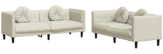 vidaXL 2-tlg. Sofagarnitur mit Kissen Creme Samt 3209264