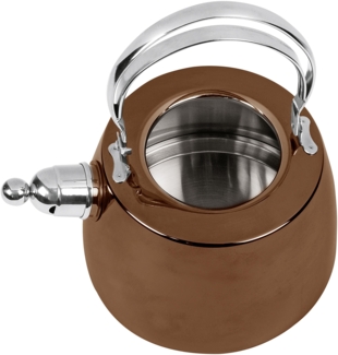 Schulte-Ufer Zora Flötenkessel, Teekessel, Kessel, Induktionsgeeignet, Edelstahl 18/10, Kupfer, 2 L, 60004-20