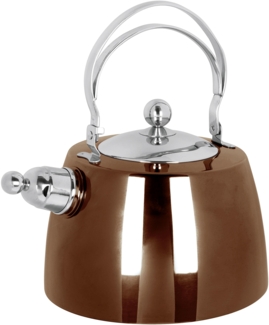 Schulte-Ufer Zora Flötenkessel, Teekessel, Kessel, Induktionsgeeignet, Edelstahl 18/10, Kupfer, 2 L, 60004-20