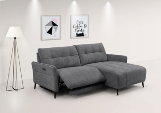 INOSIGN Ecksofa DENIO 3-Sitzer, L-Form (Breite 209cm), elektr. Relaxfunktion, USB-A/C, Liegefunktion durch Recliner, Federkernpolsterung