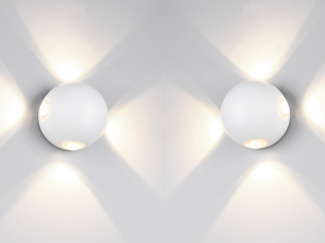 2er SET kleine LED Außenwandleuchten 4 flammig, Kugel in Weiß Ø 10cm