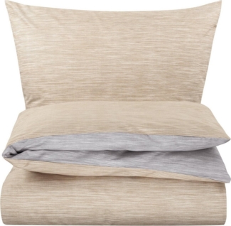 Carpe Sonno Bettwäsche 135x200 155x220 Baumwolle Bettzeug Sommer Bettwäsche Set Uni Melange, Renforce, 2 teilig, Ganzjahres Bettbezug Bettwaren Wendebettwäsche Grau Taupe